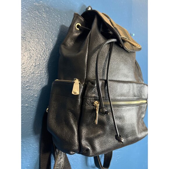 S-Zone Black Pebbled Leather Backpack - Picture 3 of 11